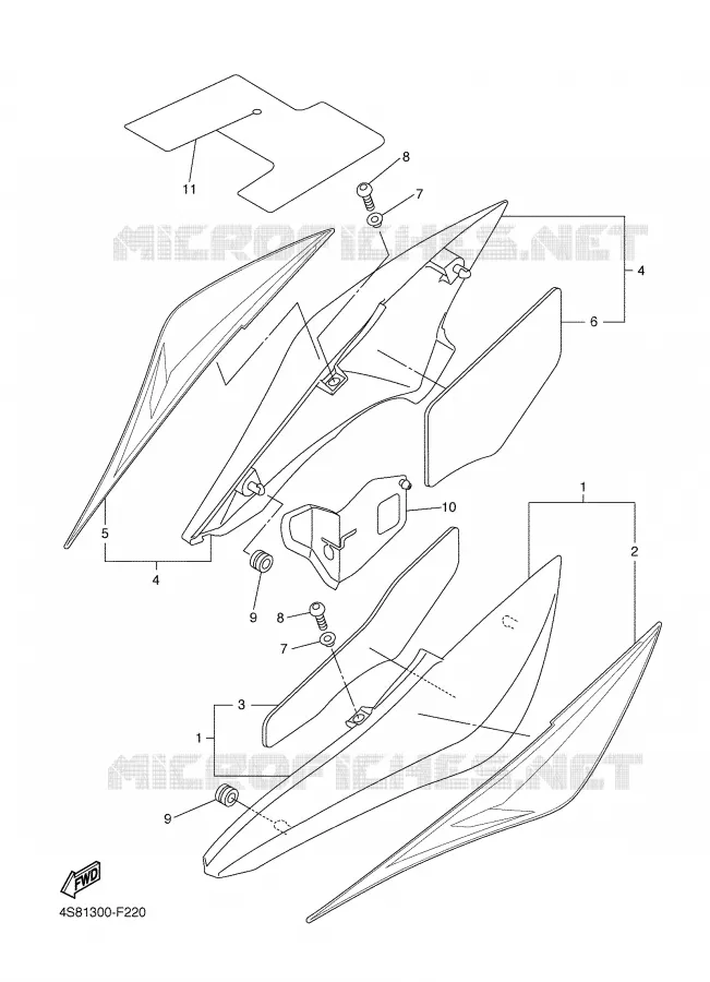 COUVERCLE LATERAL Yamaha MOTO 600 2007 FAZER S2  FZ6-SHG
