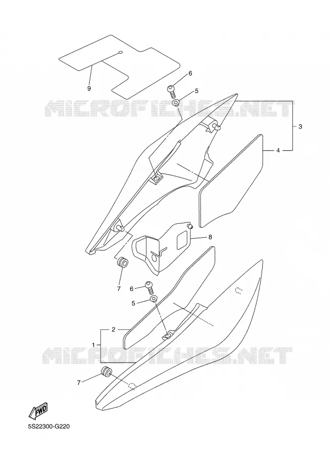 COUVERCLE LATERAL Yamaha MOTO 600 2008 FAZER S2  FZ6-SHG