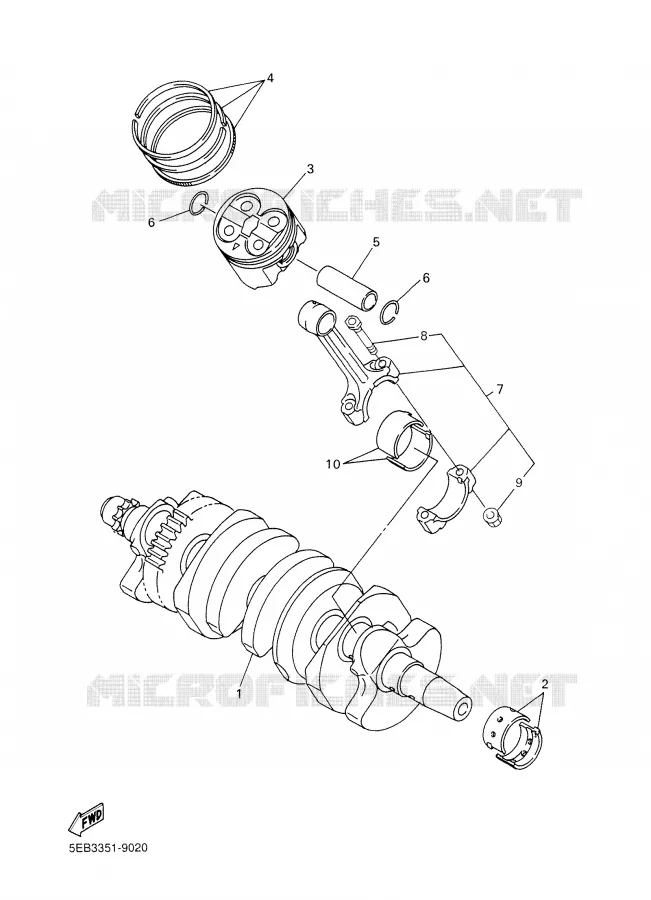 VILEBREQUIN / PISTON Yamaha MOTO 600 2004 FAZER  FZ6-SS