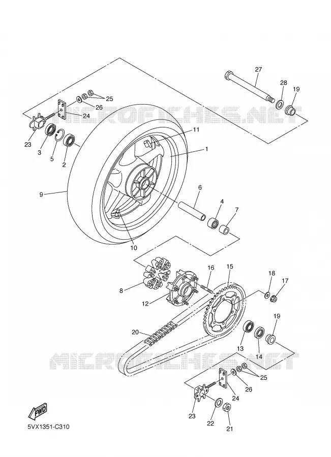 ROUE ARRIERE Yamaha MOTO 600 2004 FAZER  FZ6-SS