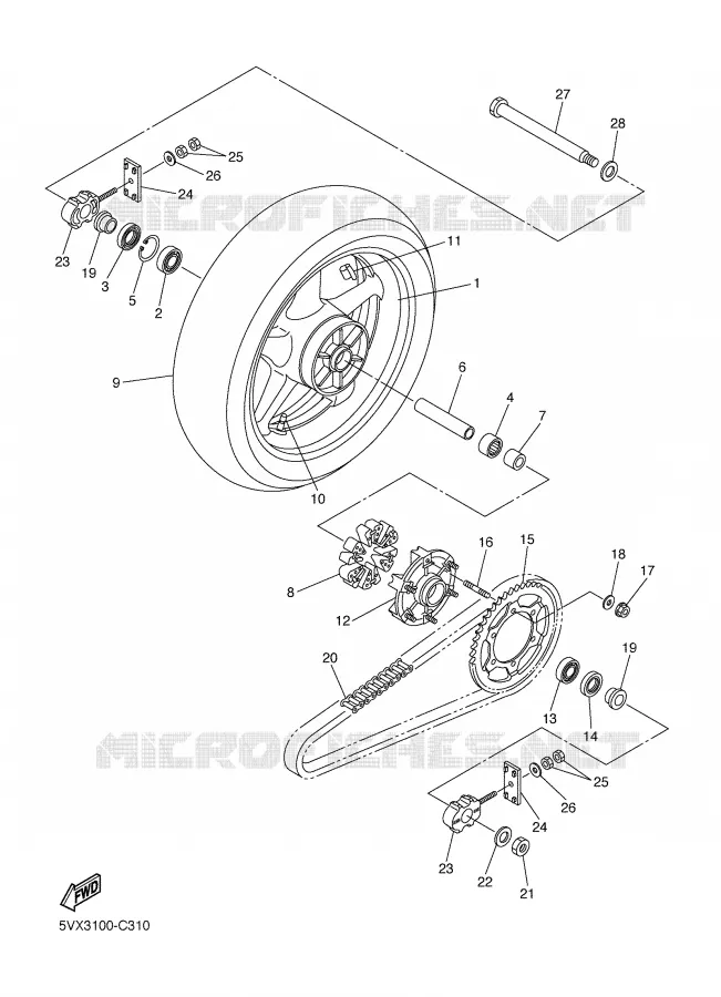 ROUE ARRIERE Yamaha MOTO 600 2006 FAZER  FZ6-SSV