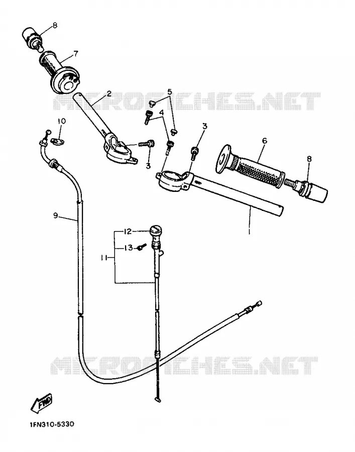 GUIDON ET CABLES Yamaha MOTO 750 1986 FZ  FZ750