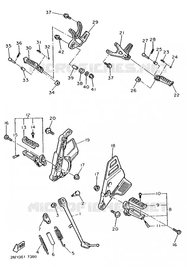 SUPPORT / REPOSE PIEDS Yamaha MOTO 750 1987 FZ  FZ750