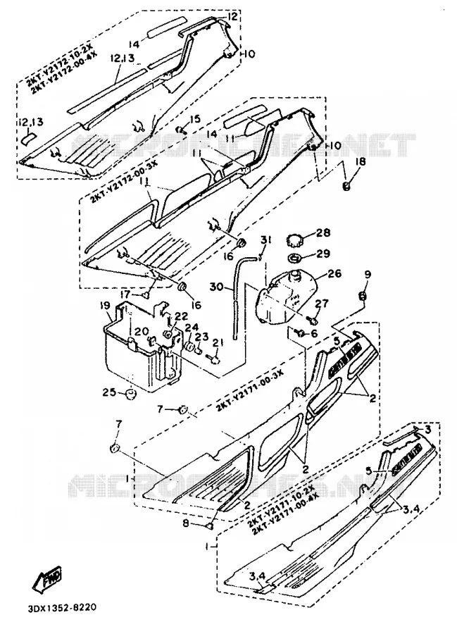 COUVERCLE LATERAL Yamaha MOTO 750 1988 FZ  FZ750