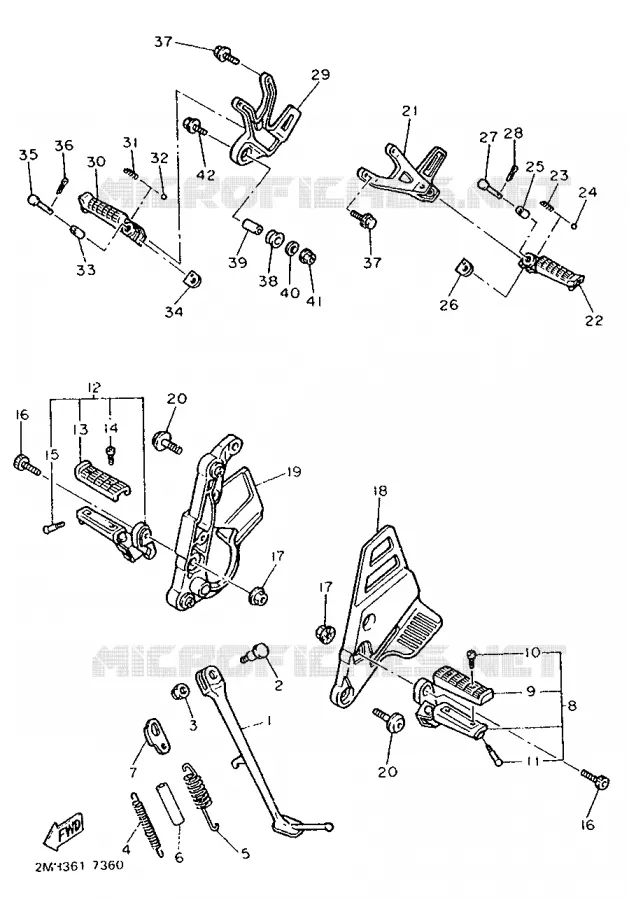 SUPPORT / REPOSE PIEDS Yamaha MOTO 750 1988 FZ  FZ750