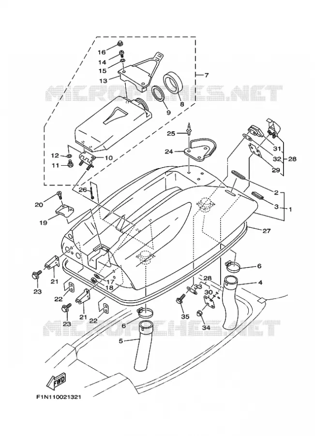 ENGINE HATCH Yamaha WAVERUNNER 700 2004 JET  J70KN