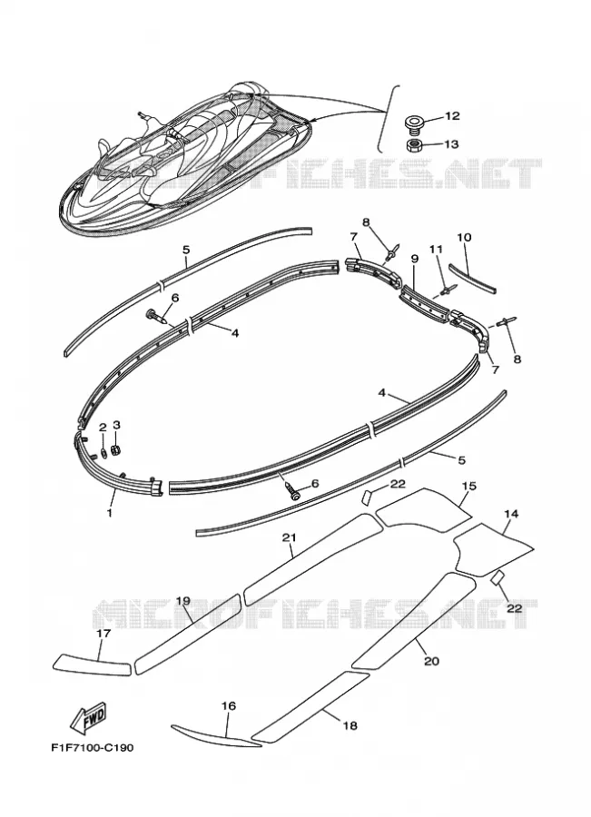 GUNWALE & MAT Yamaha WAVERUNNER 700 2004 JET  JET FOR F1F
