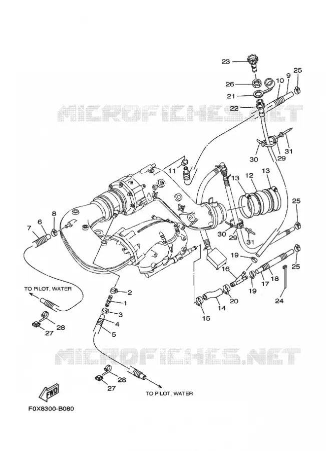 ECHAPPEMENT 2 Yamaha WAVERUNNER 1200 2002 ENGINE  ENG FOR GP1200