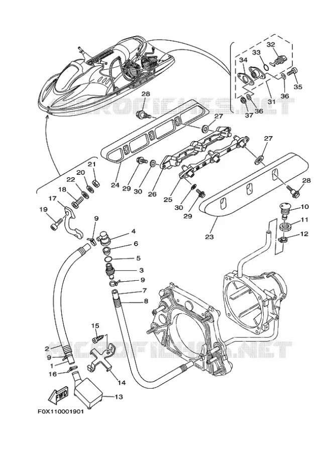 HULL & DECK Yamaha WAVERUNNER 1200 2000 ENGINE  ENG FOR GP1200