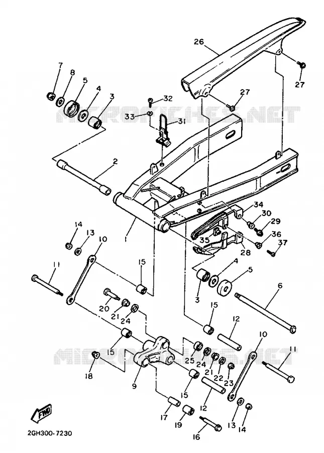 BRAS ARRIERE Yamaha MOTO 1000 1987 FZR  FZR1000