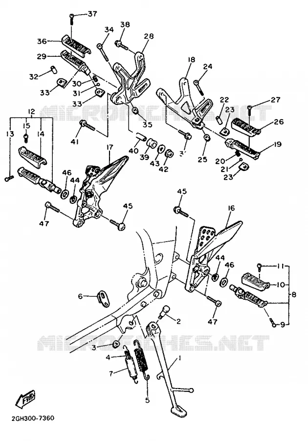 SUPPORT / REPOSE PIEDS Yamaha MOTO 1000 1987 FZR  FZR1000