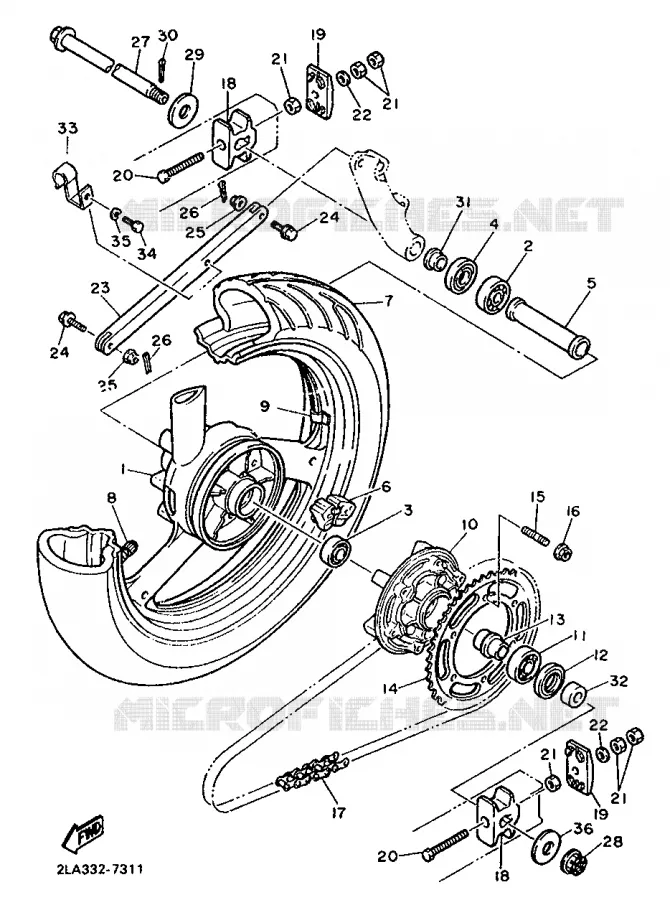 ROUE ARRIERE Yamaha MOTO 1000 1988 FZR  FZR1000