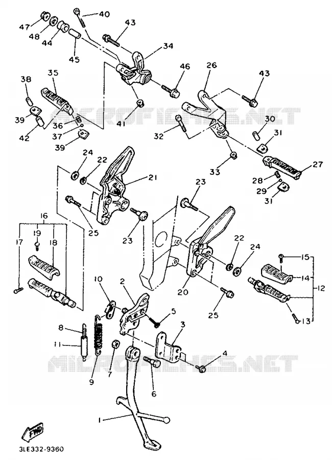 SUPPORT / REPOSE PIEDS Yamaha MOTO 1000 1989 FZR  FZR1000