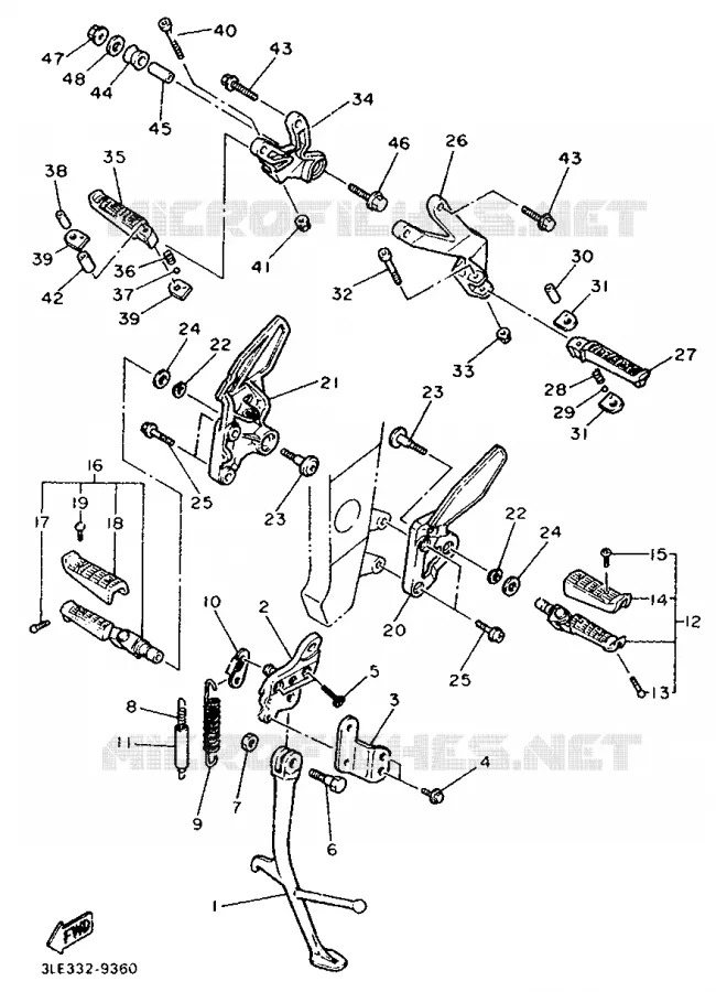 SUPPORT / REPOSE PIEDS Yamaha MOTO 1000 1989 FZR  FZR1000