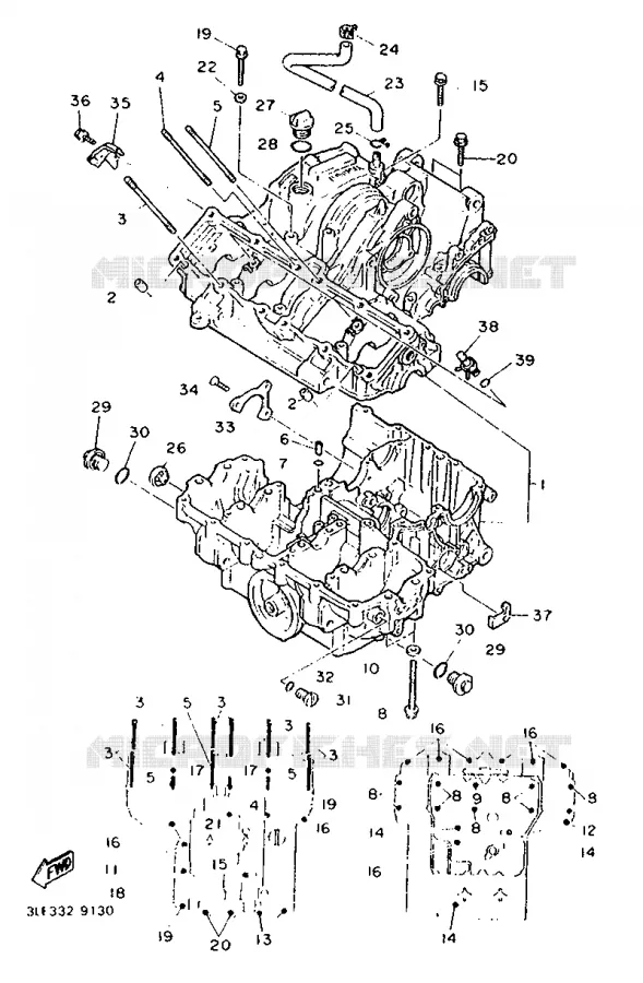 CARTER MOTEUR Yamaha MOTO 1000 1990 FZR  FZR1000