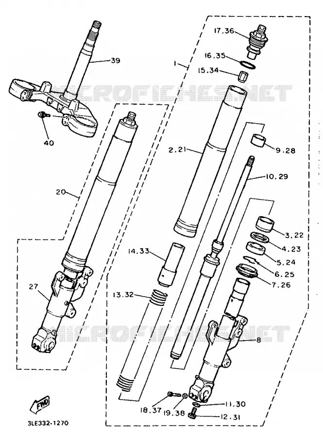 FOURCHE Yamaha MOTO 1000 1991 FZR  FZR1000