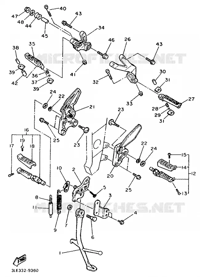 SUPPORT / REPOSE PIEDS Yamaha MOTO 1000 1991 FZR  FZR1000