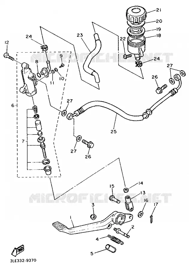 MAITRE CYLINDRE DE FREIN ARRIERE Yamaha MOTO 1000 1992 FZR  FZR1000