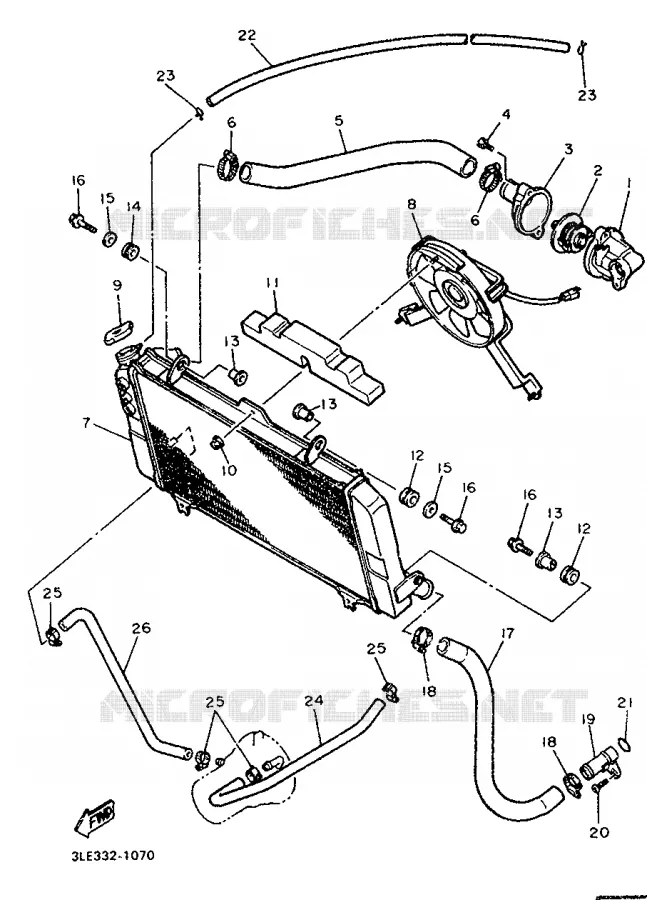 RADIATEUR / DURITES Yamaha MOTO 1000 1993 FZR  FZR1000