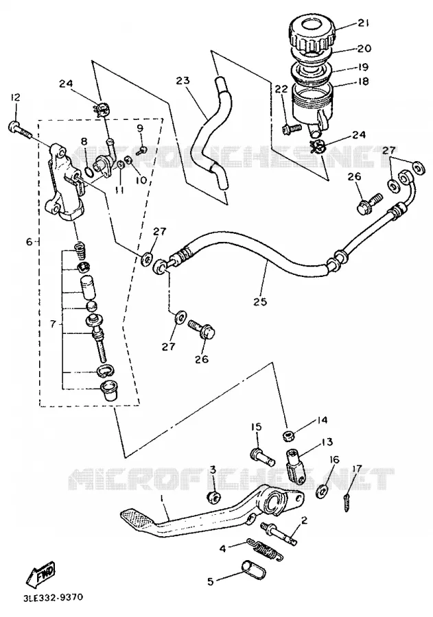 MAITRE CYLINDRE DE FREIN ARRIERE Yamaha MOTO 1000 1994 FZR  FZR1000