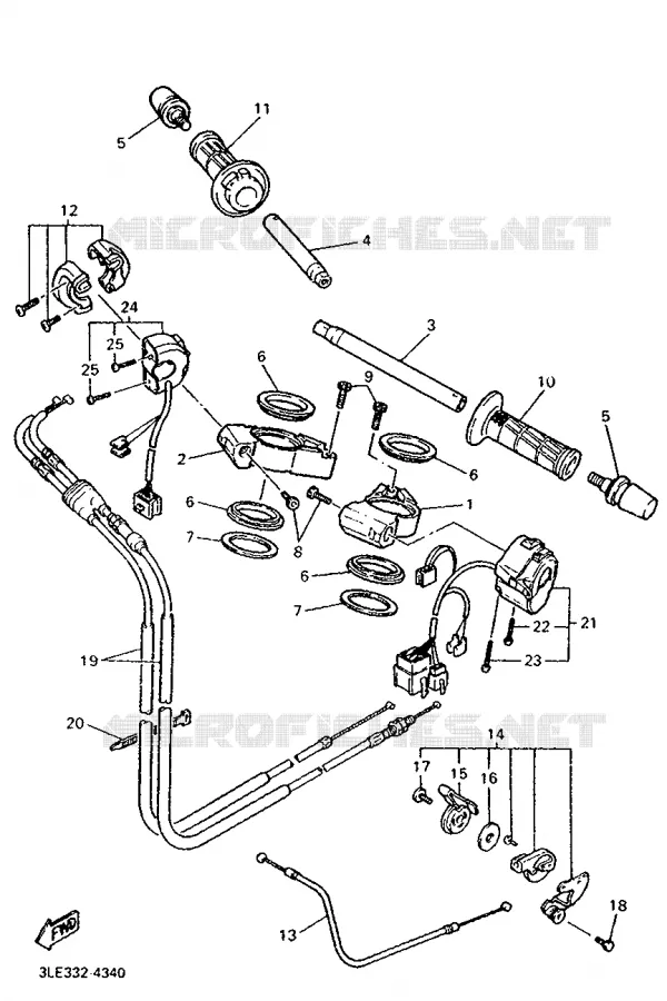 GUIDON ET CABLES Yamaha MOTO 1000 1995 FZR  FZR1000