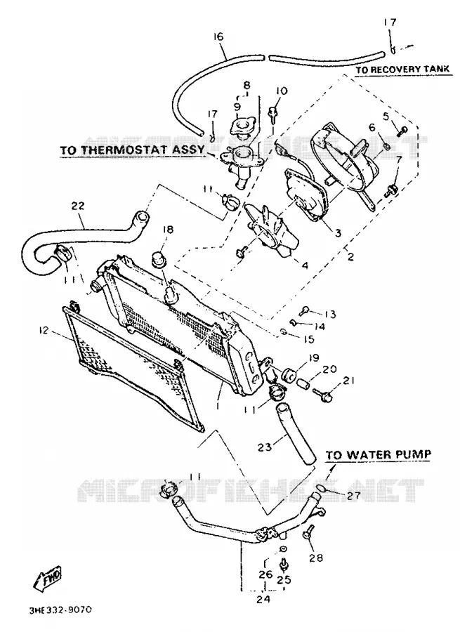 RADIATEUR / DURITES Yamaha MOTO 500 1990 FZR  FZR500