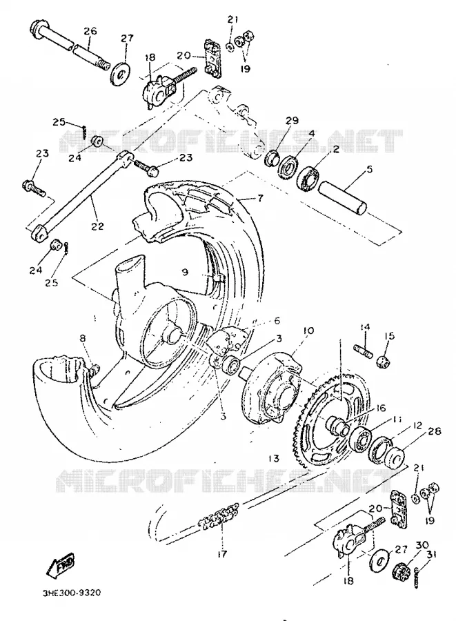 ROUE ARRIERE Yamaha MOTO 500 1990 FZR  FZR500