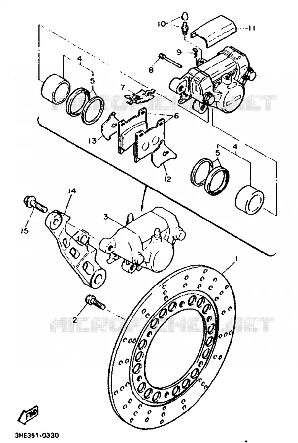 ETRIER DE FREIN ARRIERE Yamaha MOTO 500 1990 FZR  FZR500