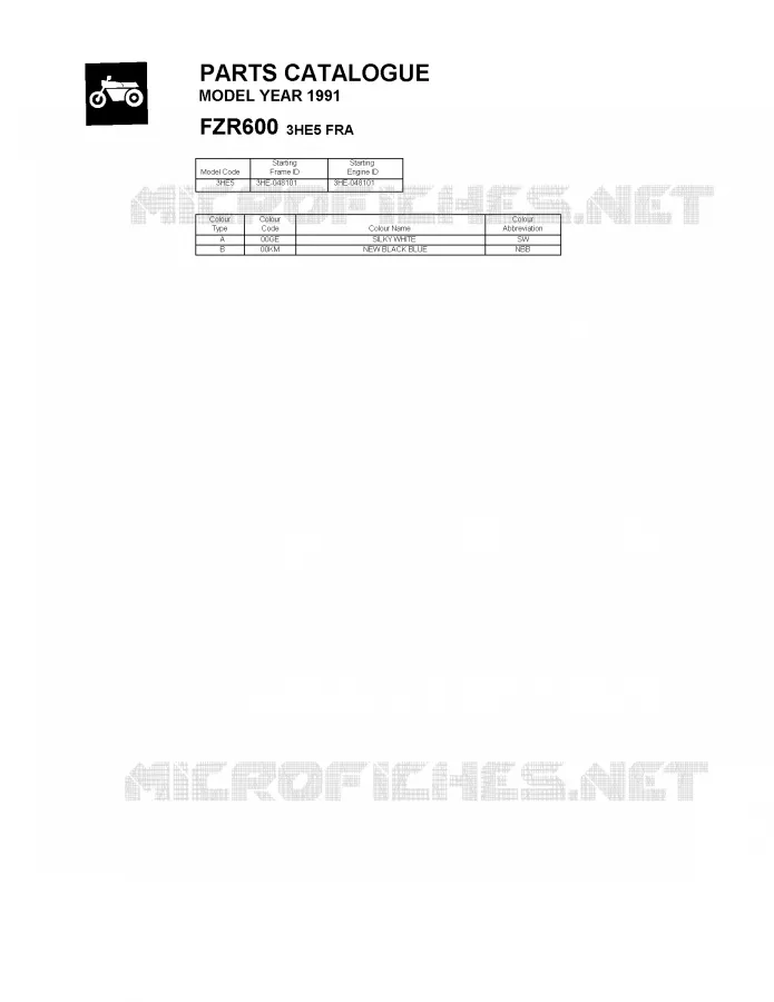 * CATALOG PREFACE * Yamaha MOTO 600 1991 FZR  FZR600
