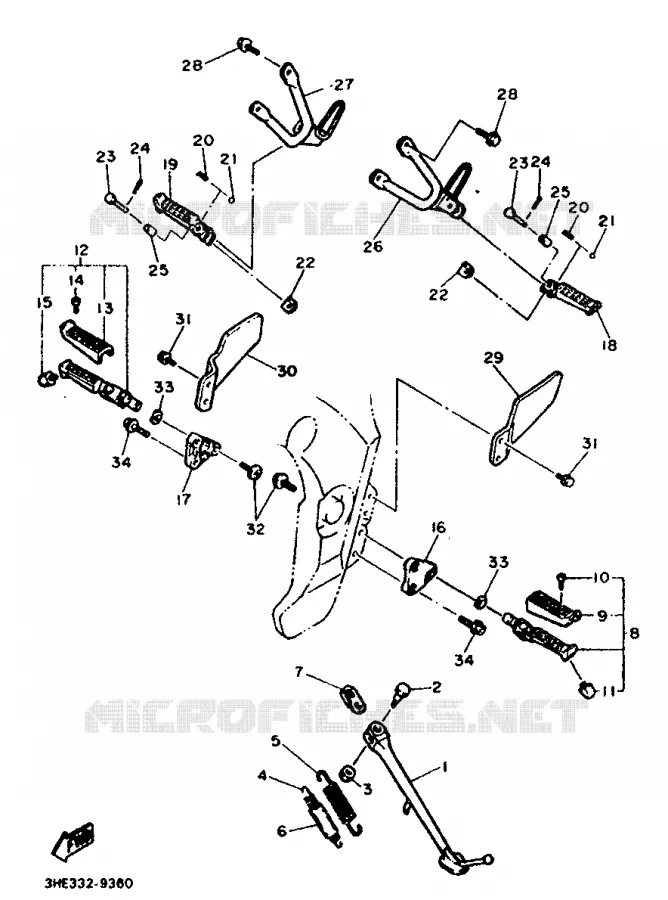 SUPPORT / REPOSE PIEDS Yamaha MOTO 600 1991 FZR  FZR600