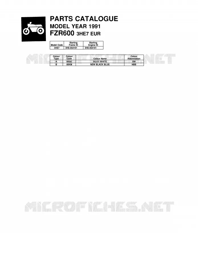 * CATALOG PREFACE * Yamaha MOTO 600 1991 FZR  FZR600