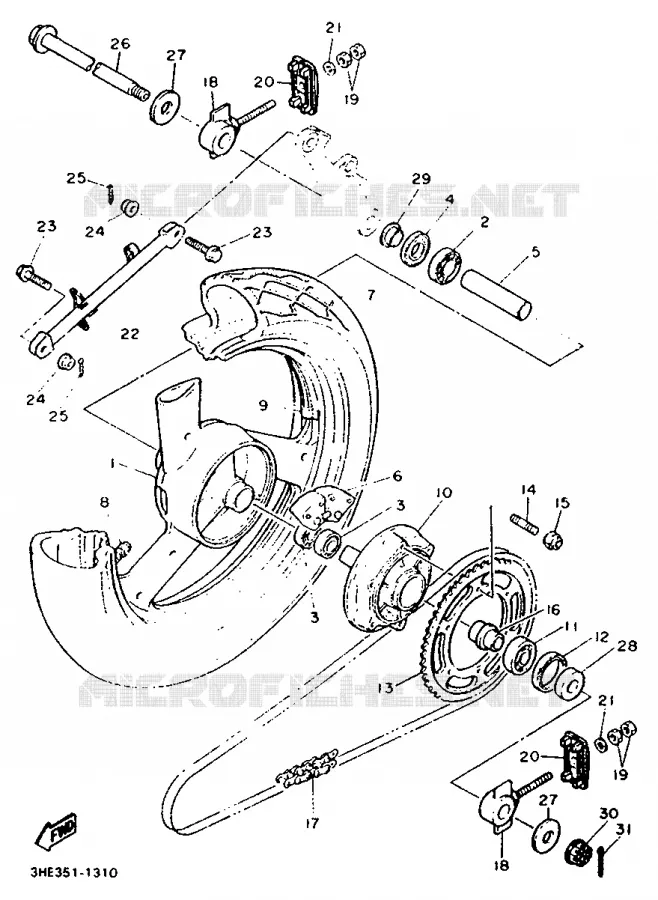 ROUE ARRIERE Yamaha MOTO 600 1993 FZR  FZR600E
