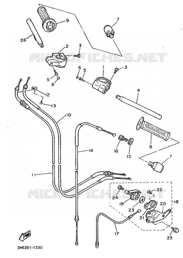 GUIDON ET CABLES Yamaha MOTO 600 1991 FZR  FZR600H (67KW)