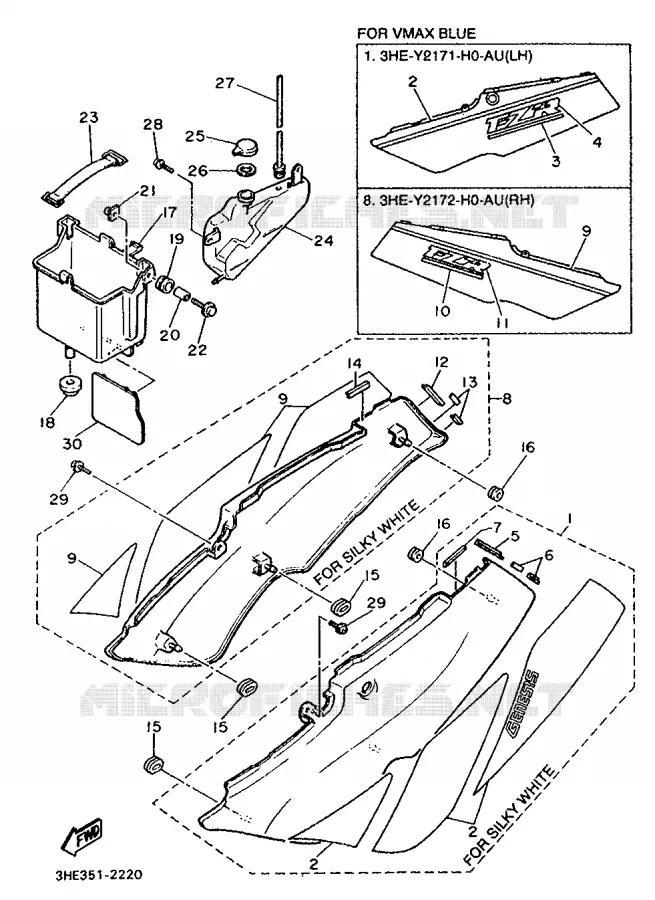 COUVERCLE LATERAL Yamaha MOTO 600 1992 FZR  FZR600H (67KW)