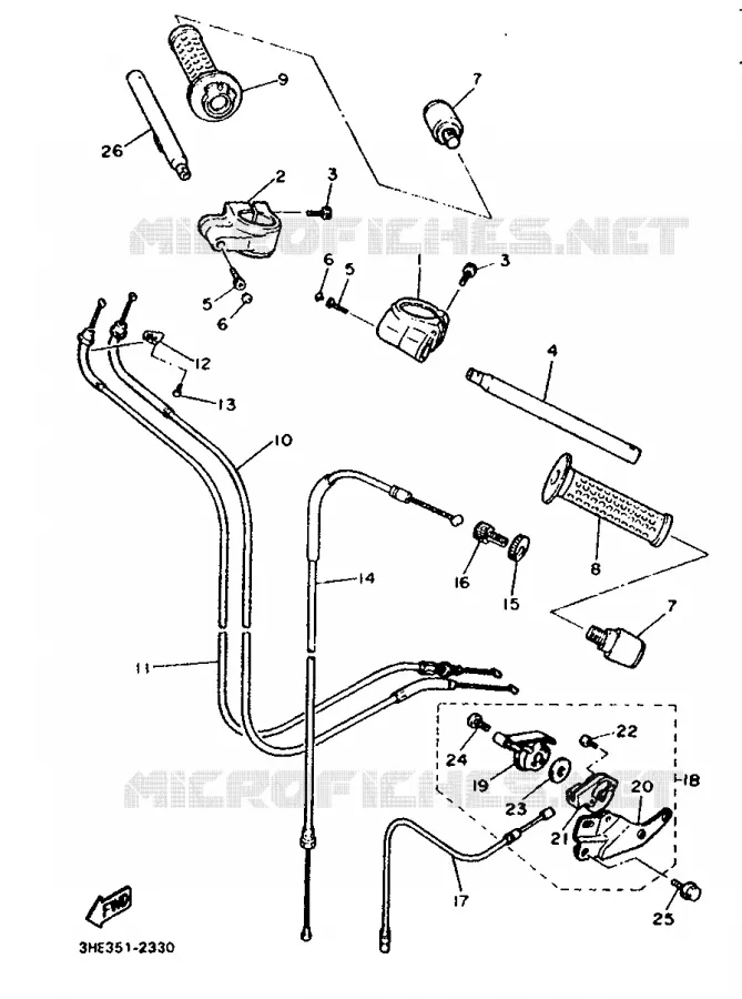 GUIDON ET CABLES Yamaha MOTO 600 1993 FZR  FZR600M (37KW)