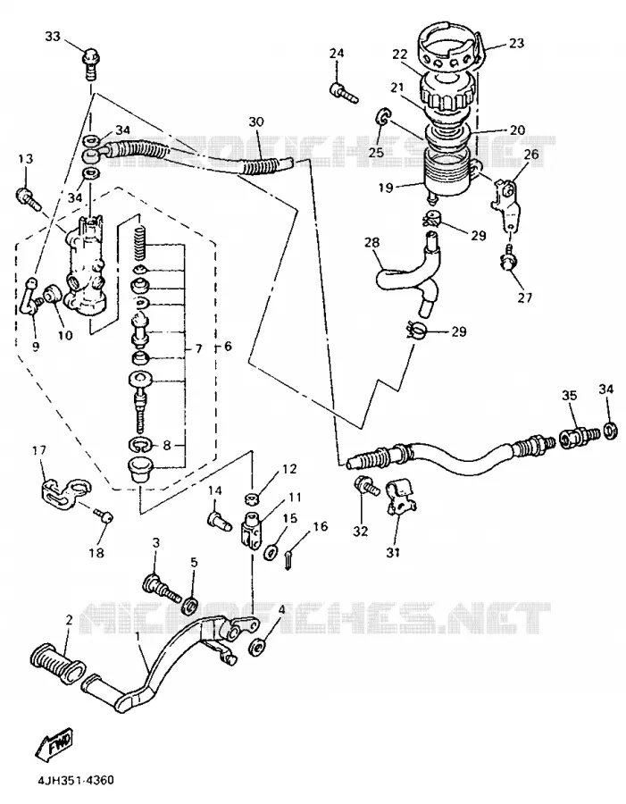 MAITRE CYLINDRE DE FREIN ARRIERE Yamaha MOTO 600 1994 FZR  FZR600R