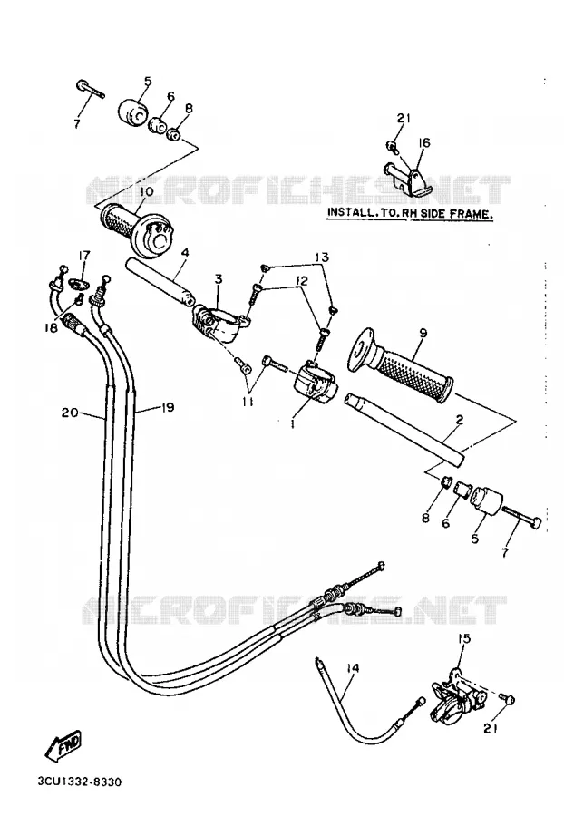 GUIDON ET CABLES Yamaha MOTO 750 1988 FZR  FZR750