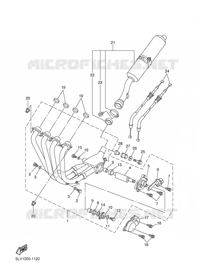 ECHAPPEMENT Yamaha MOTO 1000 2002 FAZER  FZS1000