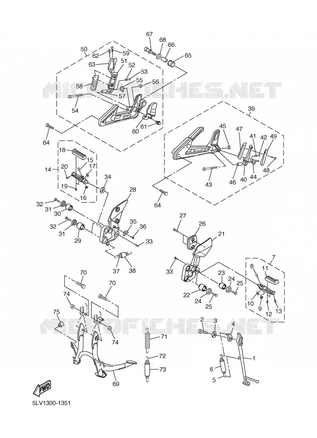 SUPPORT / REPOSE PIEDS Yamaha MOTO 1000 2002 FAZER  FZS1000