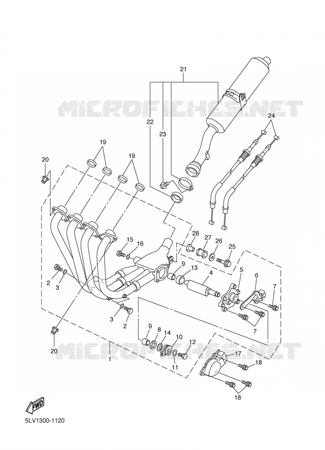 ECHAPPEMENT Yamaha MOTO 1000 2002 FAZER  FZS1000