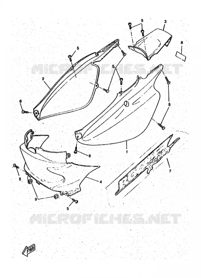 COUVERCLE LATERAL Yamaha SCOOTER 50 1998 ROCKET  CW50RSP