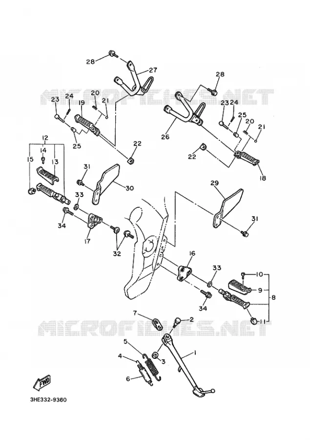 BEQUILLE / REPOSE PIEDS Yamaha MOTO 600 1997 FZR GENESIS  FZR600 GENESIS