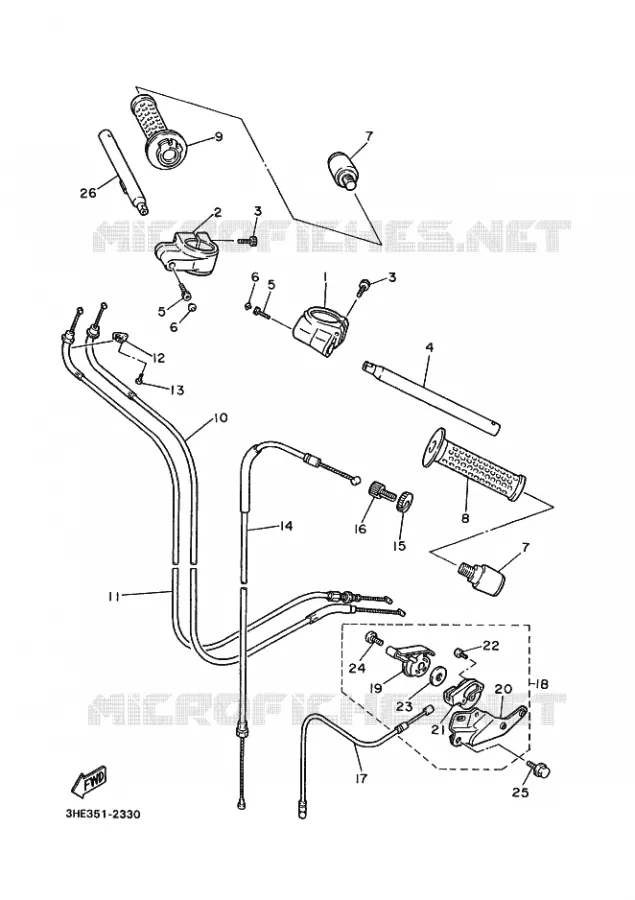 GUIDON ET CABLES Yamaha MOTO 600 1997 FZR GENESIS  FZR600 GENESIS
