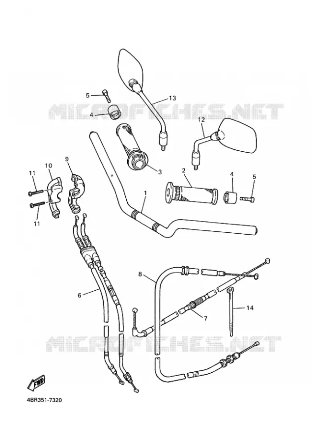 GUIDON ET CABLES Yamaha MOTO 600 1997 XJS DIVERSION  XJ600S DIVERSION