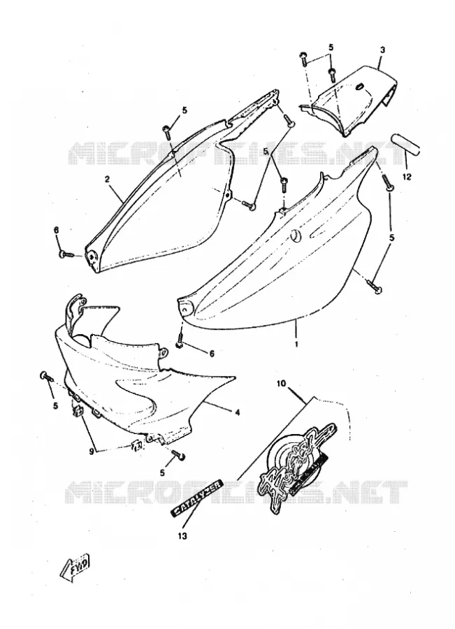 COUVERCLE LATERAL Yamaha SCOOTER 50 1997 NEXT GENERATION  CW50RS