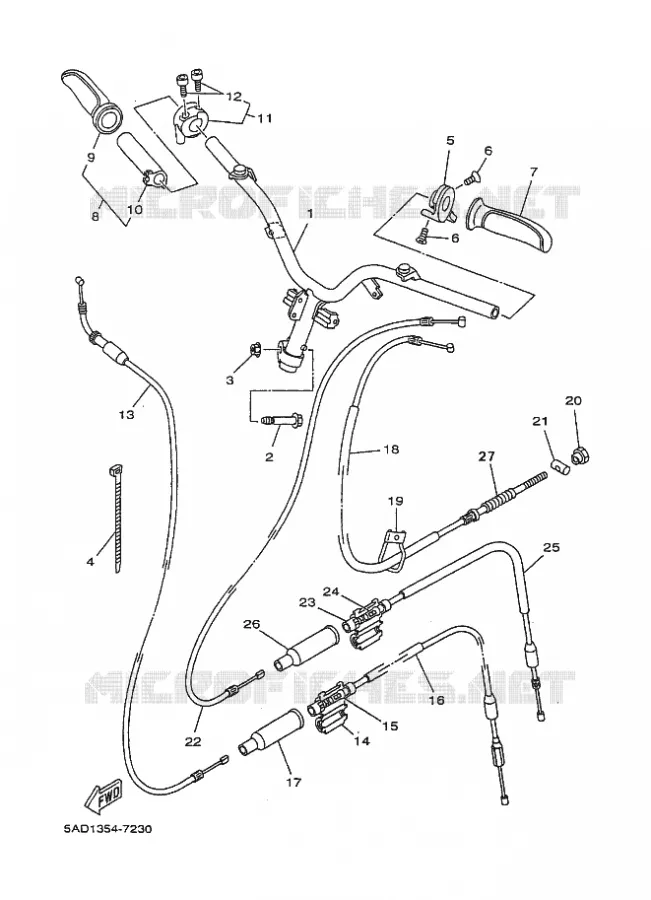 GUIDON ET CABLES Yamaha SCOOTER 50 1997 OVETTO  YN50 OVETTO