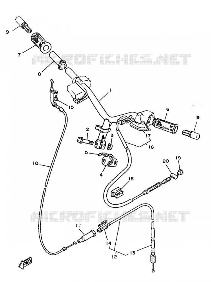 GUIDON ET CABLES - FREIN A DISQUE Yamaha SCOOTER 50 1996 JOG R  CY50R JOG R