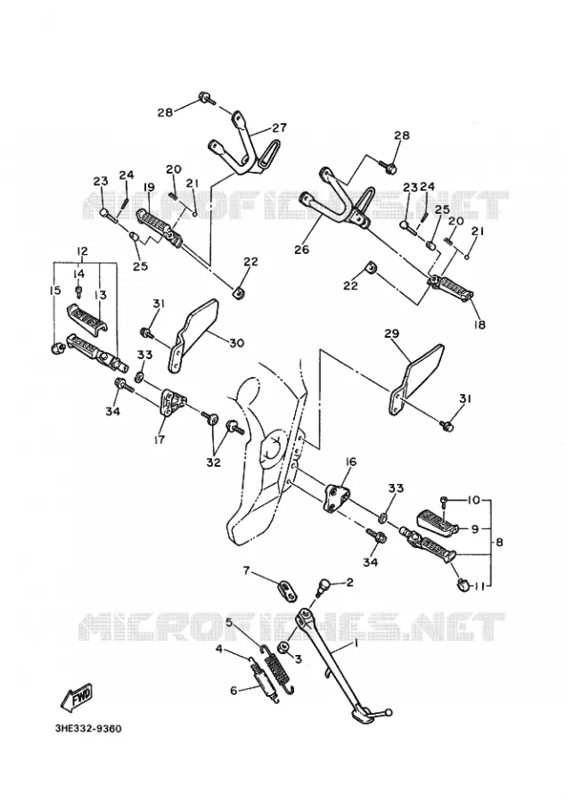 BEQUILLE / REPOSE PIEDS Yamaha MOTO 600 1996 FZR GENESIS  FZR600 FZR600RH GENESIS