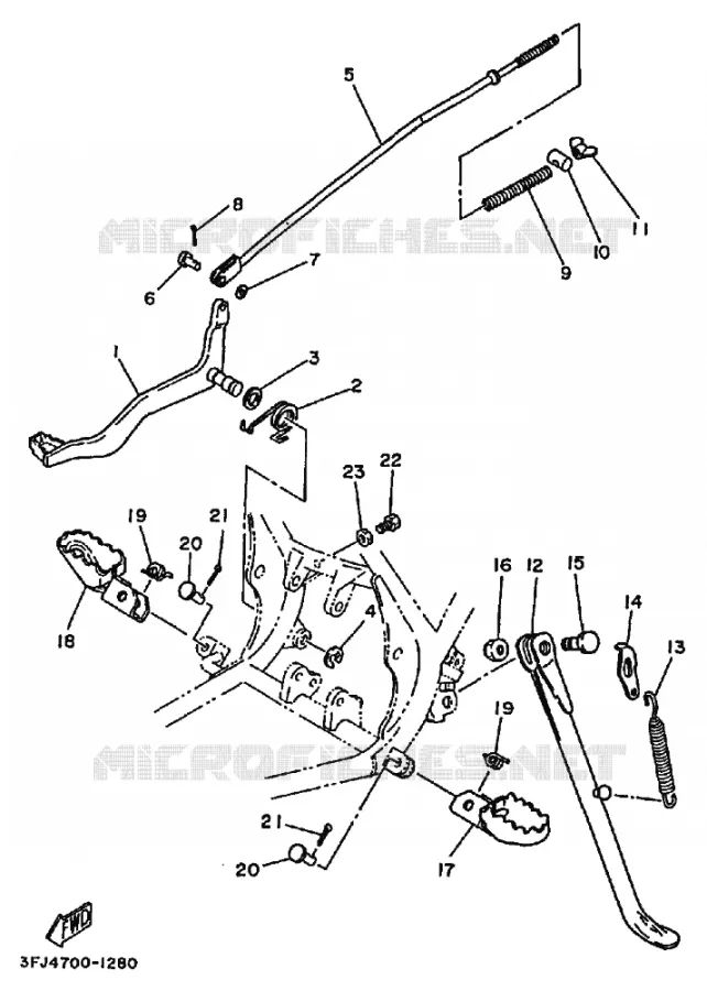 SUPPORT / REPOSE PIEDS Yamaha MOTO 175 1995 DT  DT175