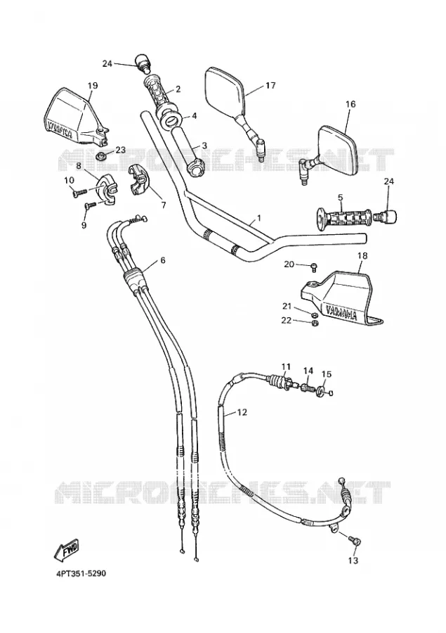 GUIDON ET CABLES Yamaha MOTO 600 1995 XTE  XT600E